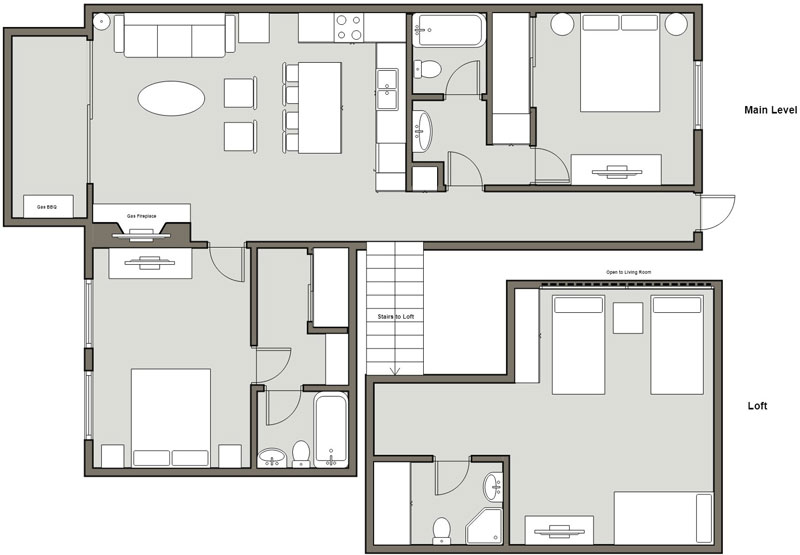 2-Bedroom Loft Grand / 3-Bath (Approx. 1,300 Sq. Ft.) Floorplan