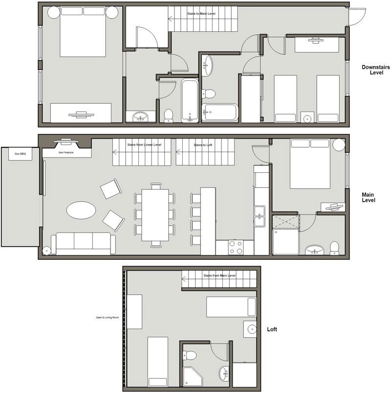 3-Bedroom Loft / 3- or 4-Bath (1,544 Sq. Ft.) Floorplan